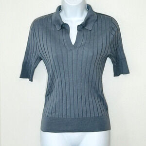 Women's Gray Ribbed Knit Top